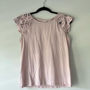 LOFT Lace Cap Sleeve Knit Tee